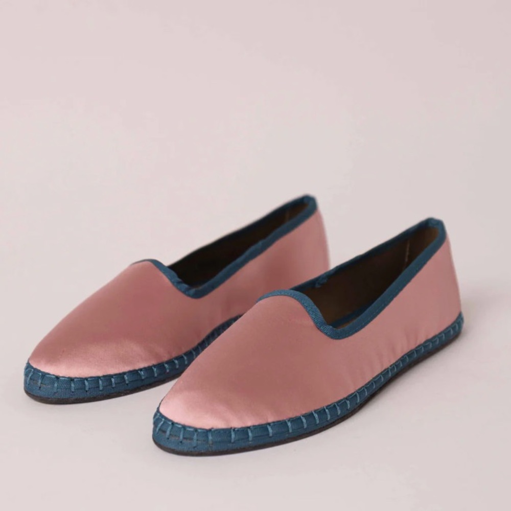 LIKE NEW Sveti Stefan Rosa Pink Satin Espadrille Flat Venezia Loafers Sz. 9.5